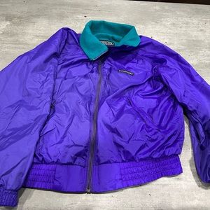Vintage 90s Land's End Jacket Fleece Lined Windbreaker Pocket Coat Colorblock